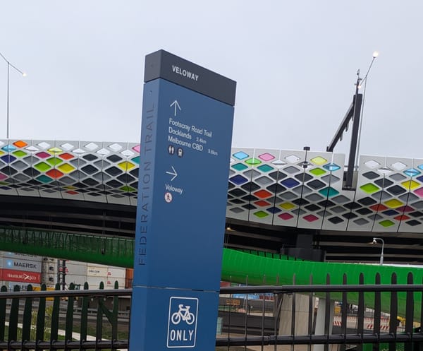 Sign of the veloway entry